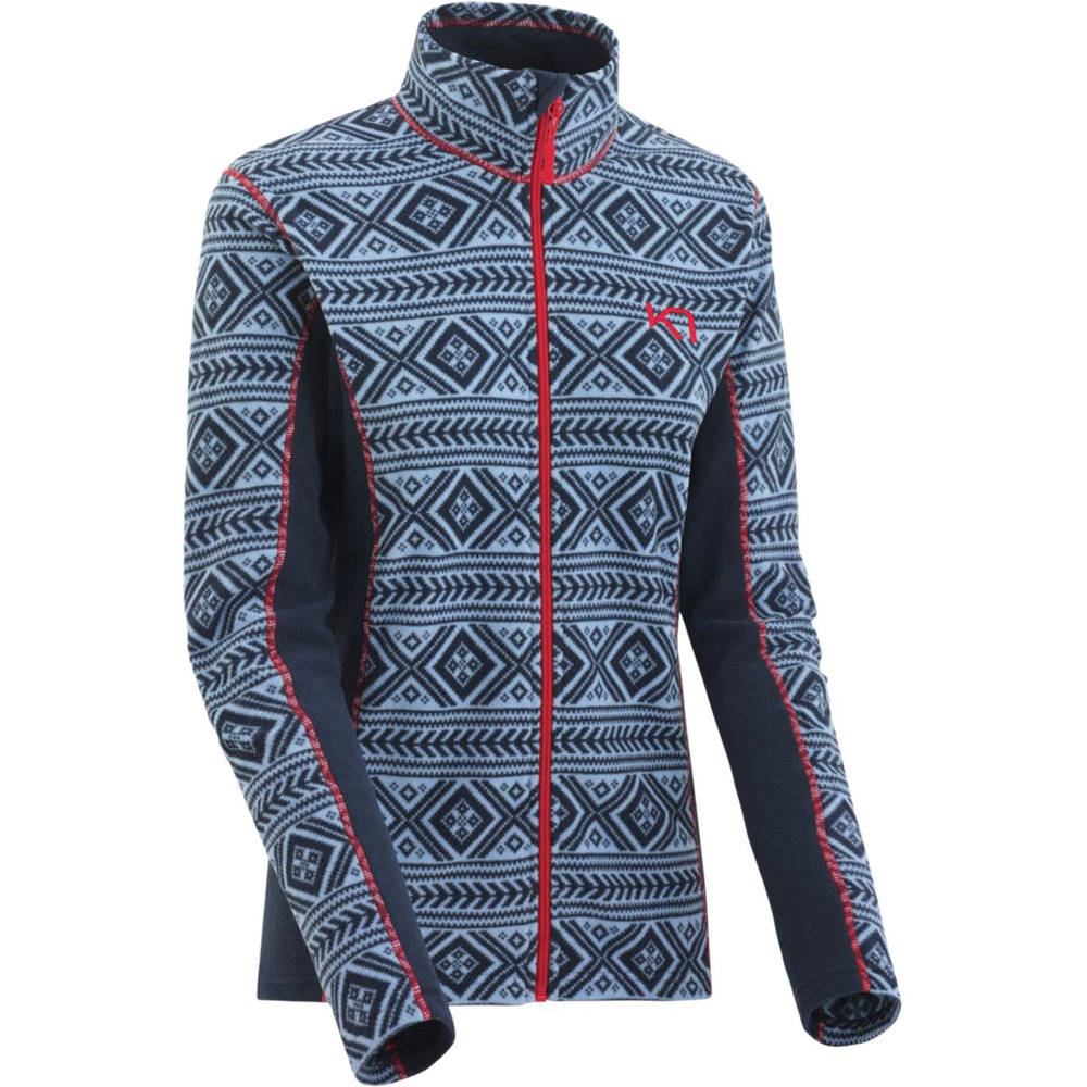 Kari Traa Kryss Fleece Jacket Womens Blue Geometric Full Zip Outdoor L A010577